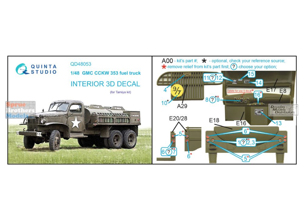 QTSQD48053 1:48 Quinta Studio Interior 3D Decal - GMC CCKW 353