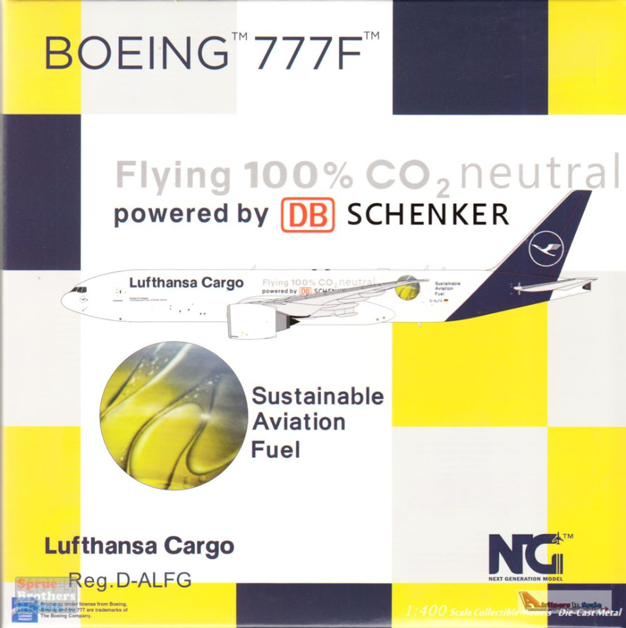 NGM72006 1:400 NG Model Lufthansa Cargo B777F Reg #D-ALFF 'Flying 100% CO2  Neutral' (pre-painted/pre-built)