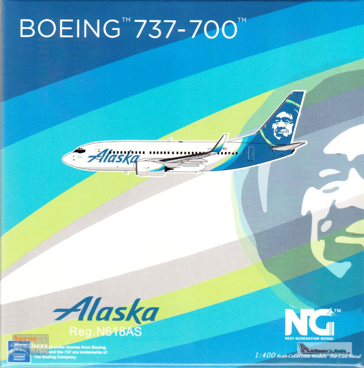 NGM77017 1:400 NG Model Alaska Airlines B737-700(W) Reg #N618AS  (pre-painted/pre-built)