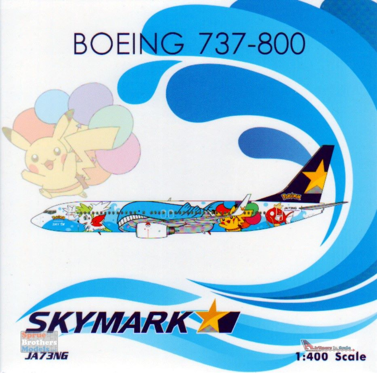 PHX04467 1:400 Phoenix Model Skymark Airlines B737-800 Reg #JA73NG  'Pokemon' (pre-painted/pre-built)