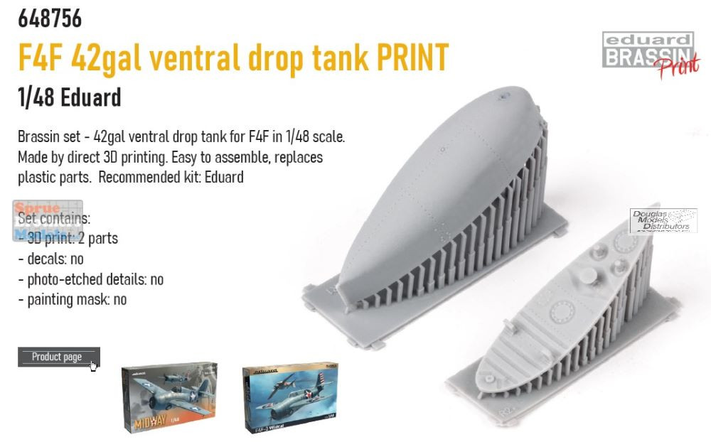 EDU648756 1:48 Eduard Brassin Print - F4F Wildcat 42-gal Ventral