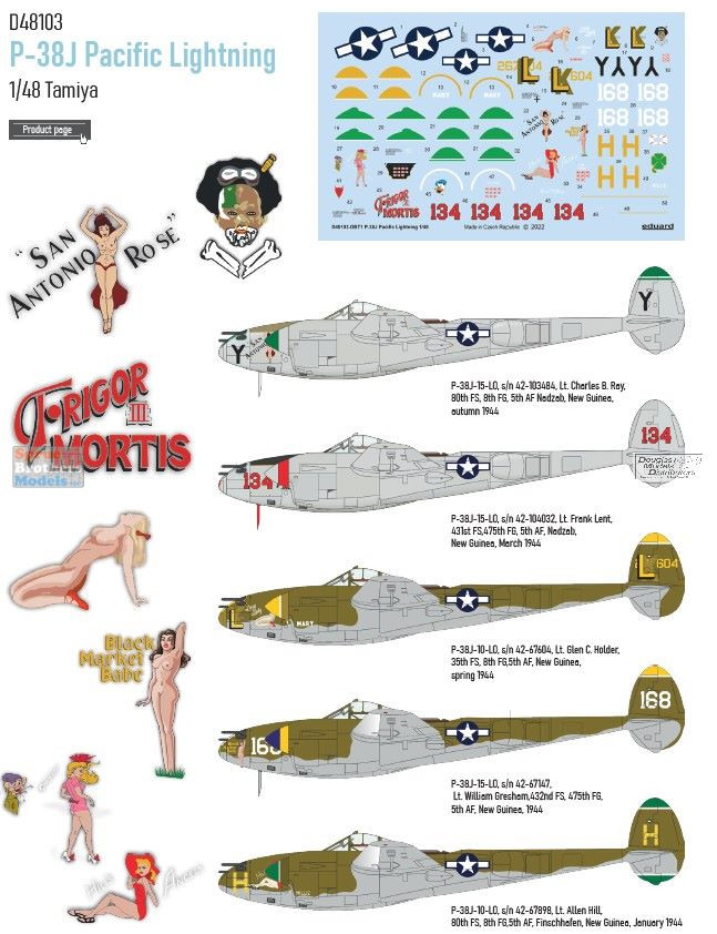 EDUD48103 1:48 Eduard Decals - P-38J Pacific Lightning [TAM kit