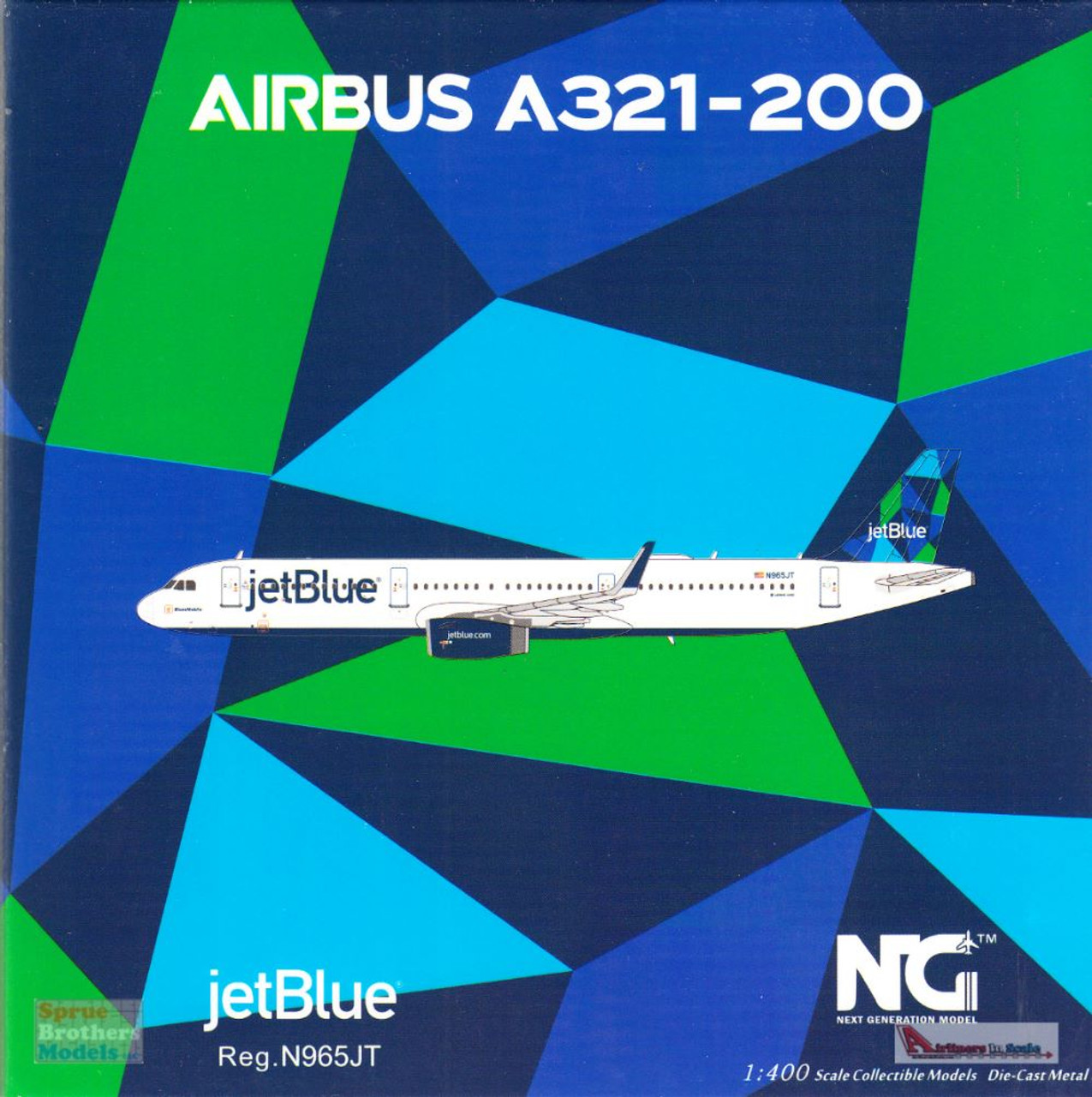 NGM13035 1:400 NG Model jetBlue Airbus A321-200 Reg #N965JT Prism Tail/1st  US Built A321 (pre-painted/pre-built)