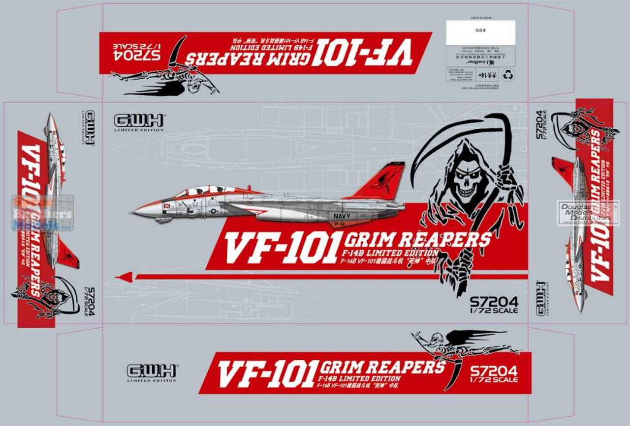 LNRS7204 1:72 Great Wall Hobby F-14B Tomcat VF-101 Grim Reapers [Limited  Edition]