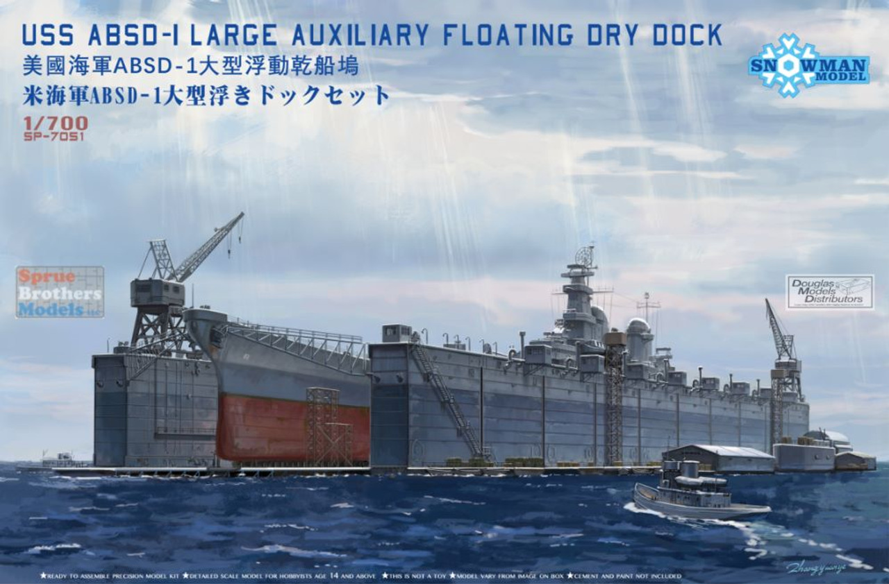 TAK07051 1:700 Takom/Snowman Model - USS ABSD-1 Large Auxiliary Floating  Dry Dock