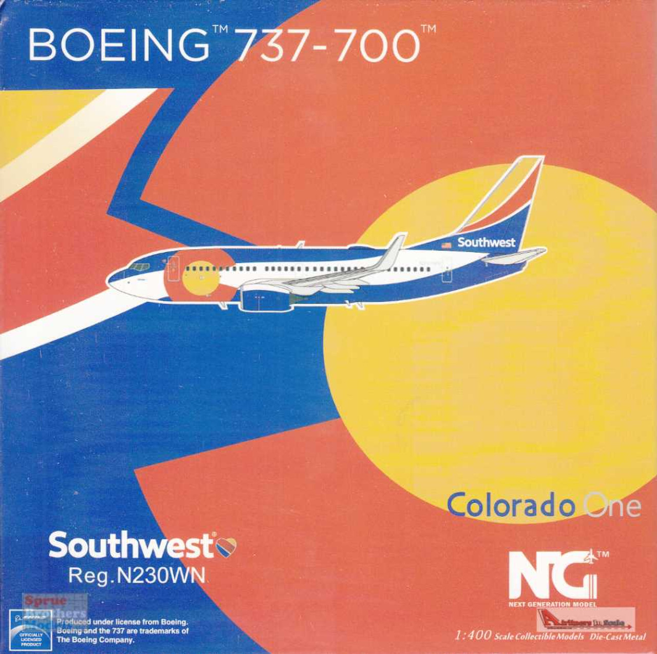 NGM77021 1:400 NG Model Southwest Airlines B737-700 Reg #N230WN 'Colorado  One' [Heart One] (pre-painted/pre-built)