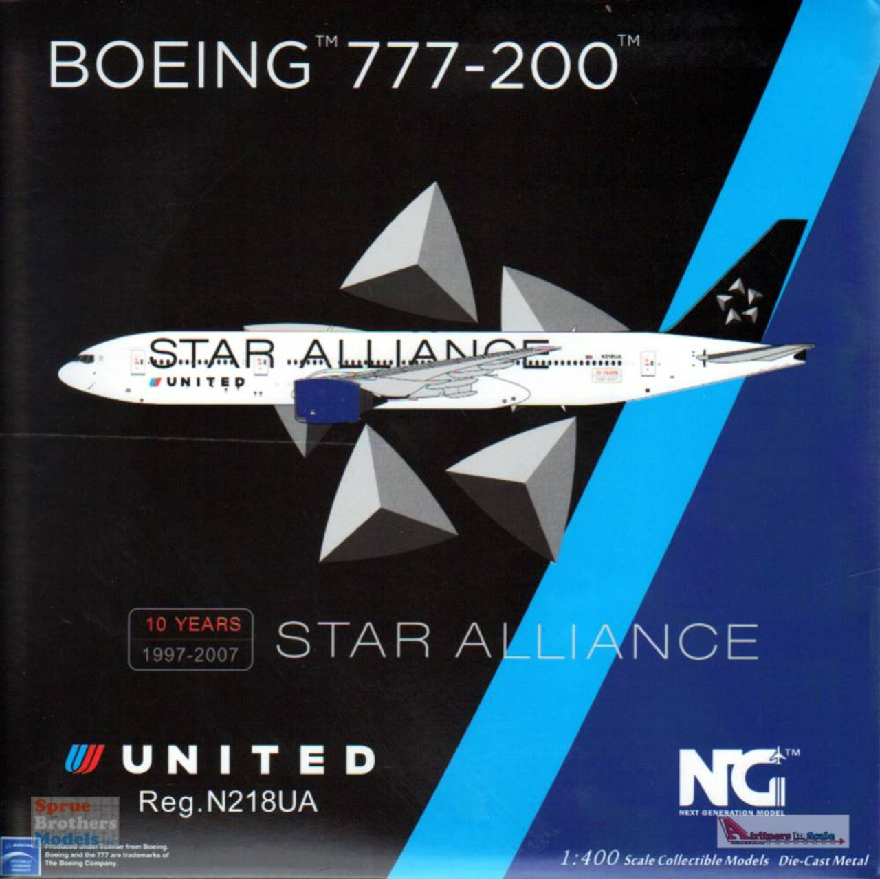 NGM72021 1:400 NG Model United Airlines B777-200ER Reg #N218UA Star  Alliance (pre-painted/pre-built)