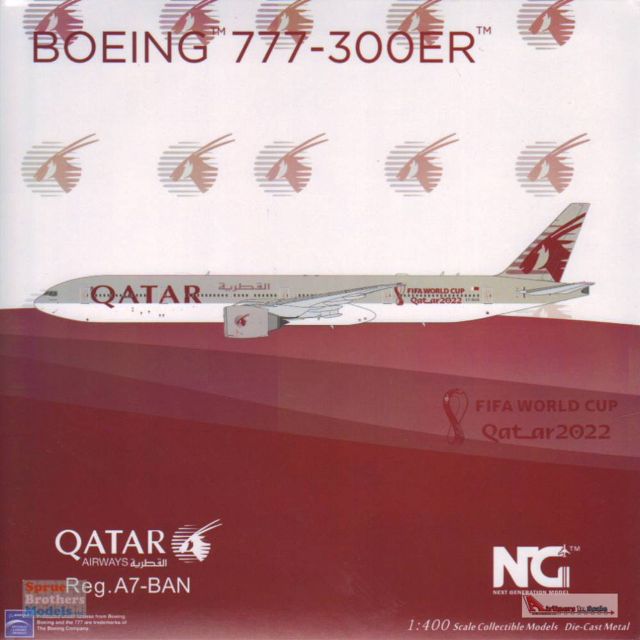 NGM73026 1:400 NG Model Qatar Airways B777-300ER Reg #A7-BAN 'FIFA World  Cup Qatar 2022' (pre-painted/pre-built)