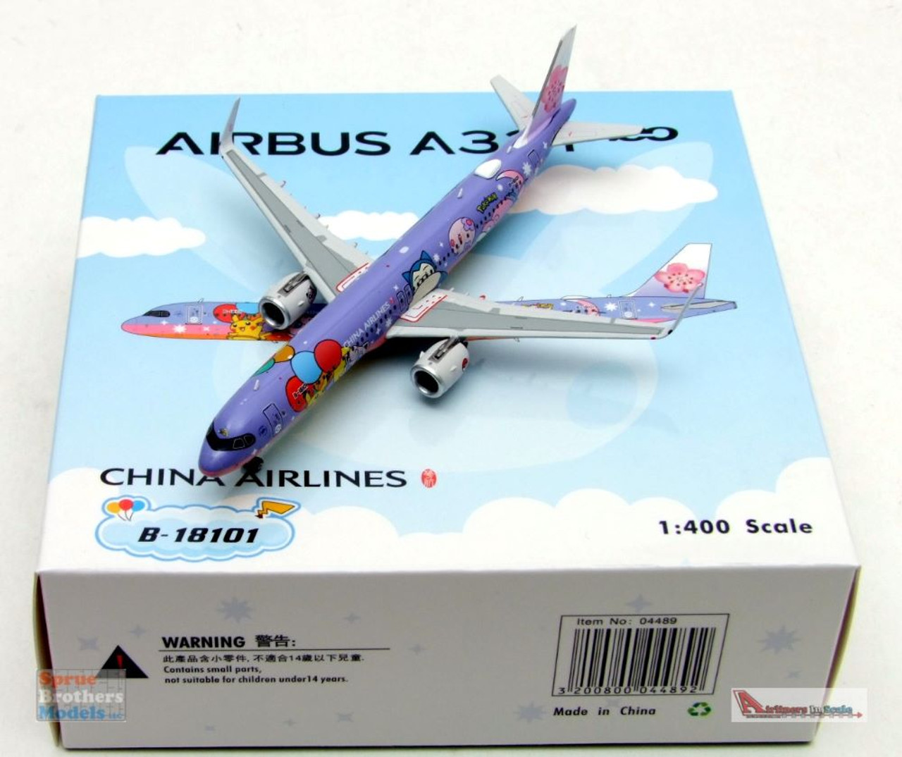 PHX04489 1:400 Phoenix Model China Airlines Airbus A321neo Reg #B-18101  'Pikachu Jet' (pre-painted/pre-built)