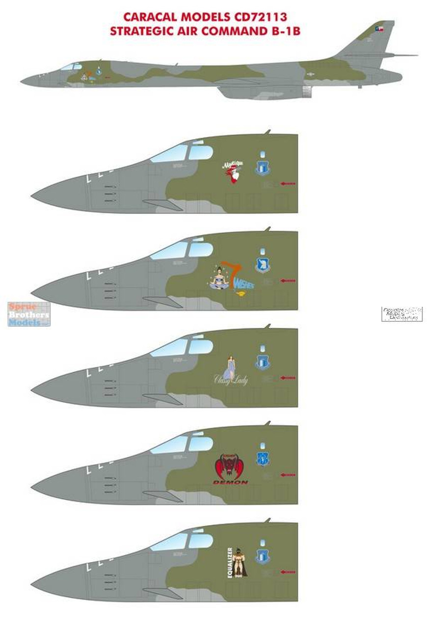 CARCD72113 1:72 Caracal Models Decals - Strategic Air Command B-1B Lancer