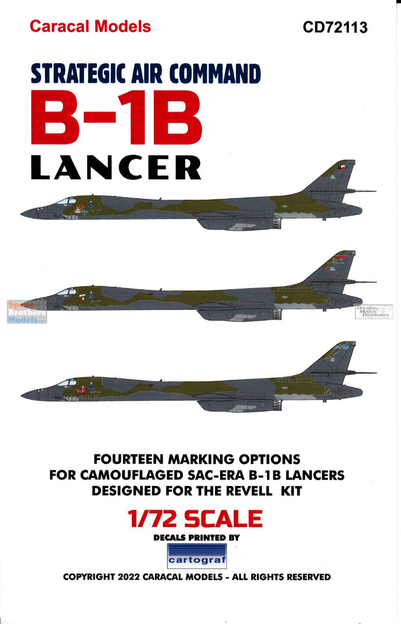 CARCD72113 1:72 Caracal Models Decals - Strategic Air Command B-1B Lancer