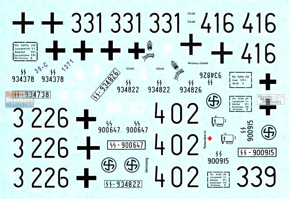スターシール SRD35C1371 1:35 Star Decals - Sd.Kfz.250 Neu Part 2: Waffen-SS