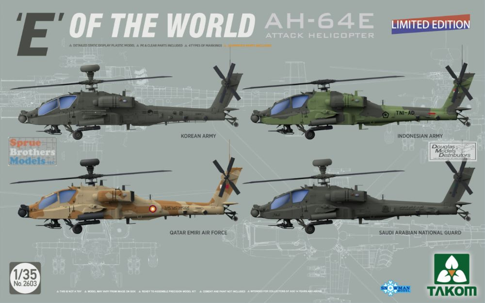 TAK02603 1:35 Takom AH-64E Apache 'E' of the World (Limited