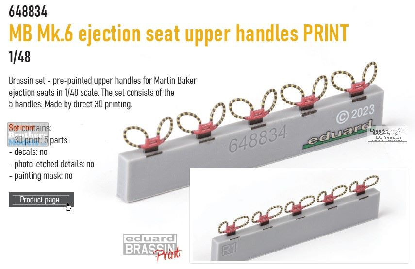 EDU648834 1:48 Eduard Brassin MB Mk.6 Ejection Seat Upper Handles