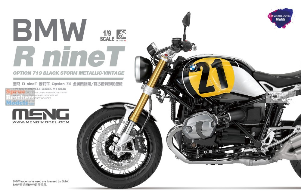 MNGMT003U 1:9 Meng BMW R nineT Motorcycle Option 719 Black Storm  Metallic/Vintage [Pre-Colored Edition]