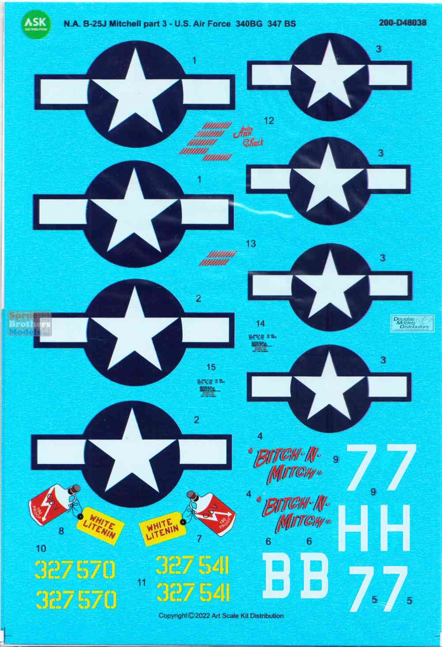 ASKD48038 1:48 ASK/Art Scale Decals - B-25J Mitchell Part 3