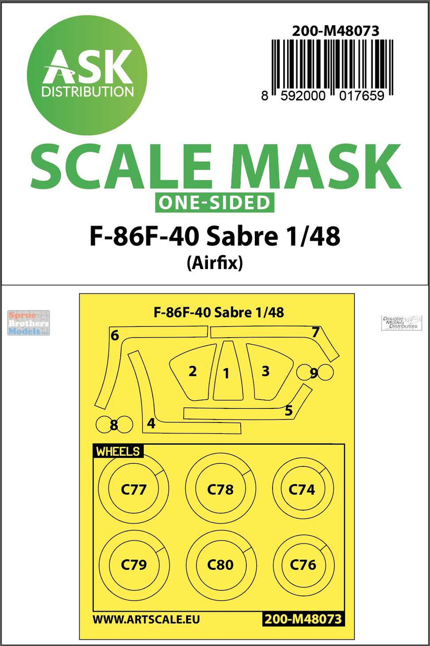 Bench Scale Mask ASKM48073 1:48 ASK/Art Scale Mask - F-86F-40 Sabre (AFX kit) - Sprue ...