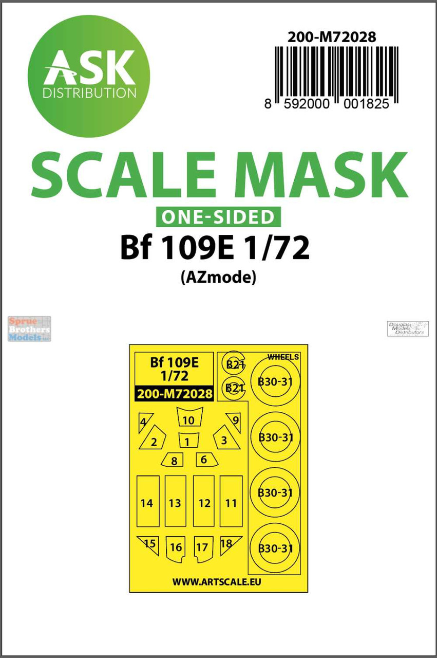 Bench Scale Mask ASKM72028 1:72 ASK/Art Scale Mask - Bf109E (AZM kit) - Sprue Brothers ...