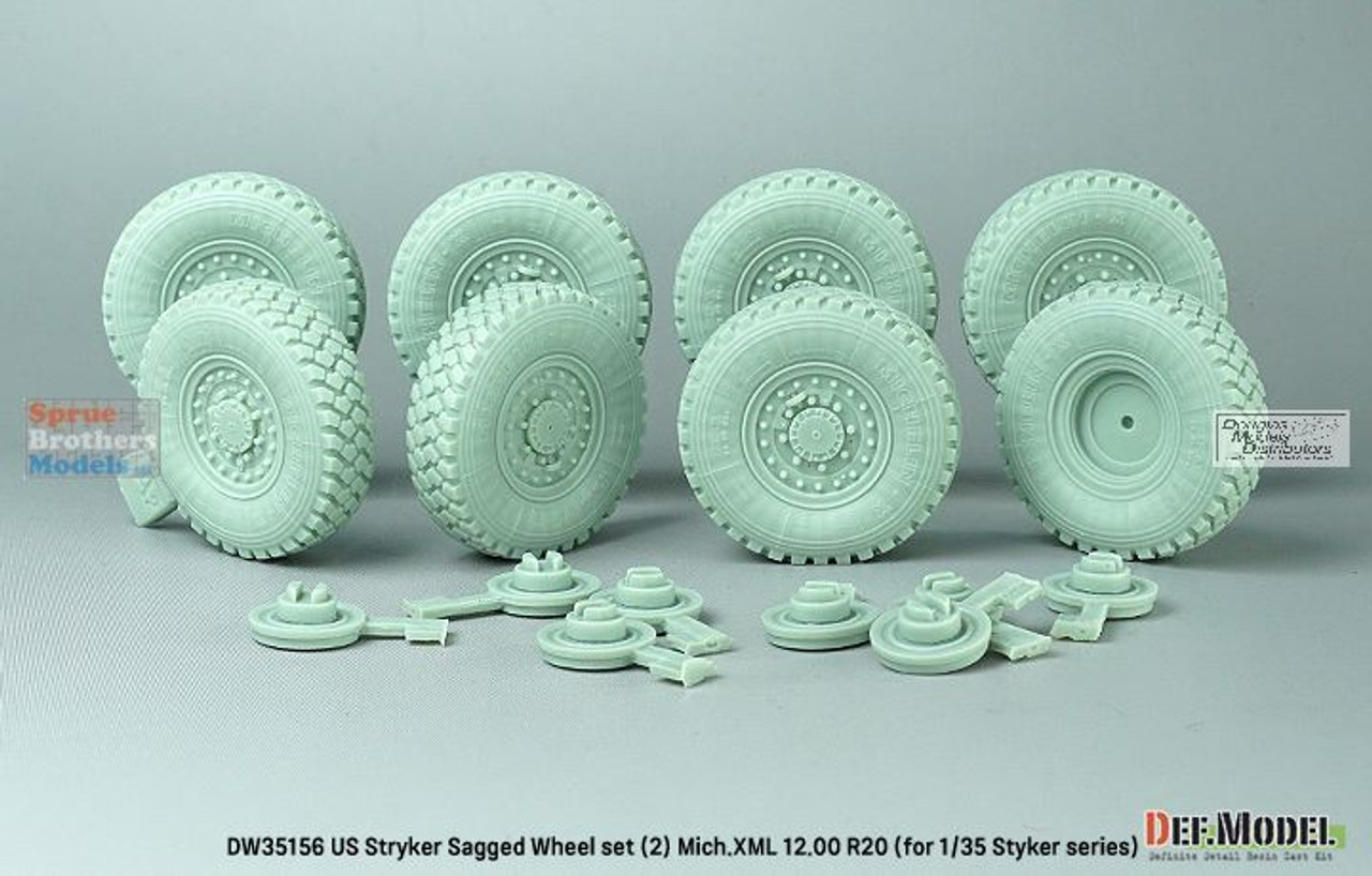 DEFDW35156 1:35 DEF Model US Stryker Sagged Wheel Set 2 (XZL 12.00 R20)