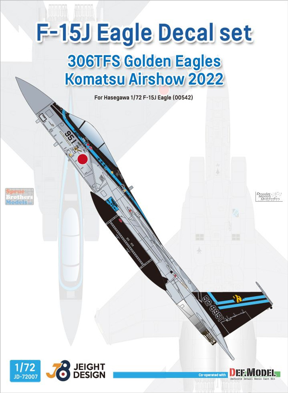 DEFJD72007 1:72 DEF Model Jeight Design Decal Set - F-15J Eagle 306TFS  Golden Eagles Komatu Airshow 2022 Top Gun Maverick Special Markings