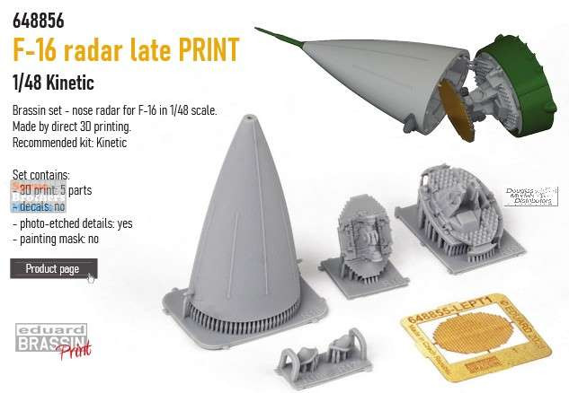 EDU648856 1:48 Eduard Brassin PRINT - F-16 Falcon Radar Late (KIN