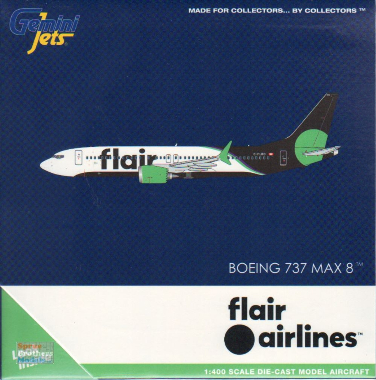 GEMGJ2060 1:400 Gemini Jets Flair Airlines B737 Max 8 Reg #C-FLKD  (pre-painted/pre-built)