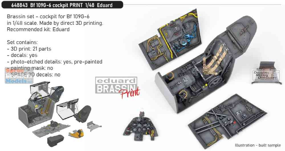 EDU648843 1:48 Eduard Brassin PRINT -Bf109G-6 Cockpit Set (EDU kit