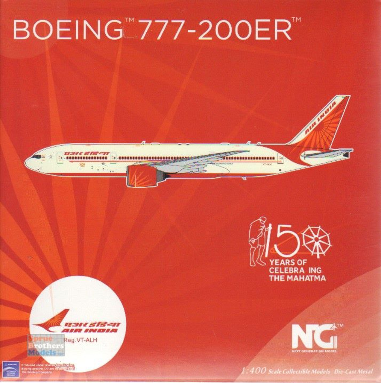 NGM72037 1:400 NG Model Air India B777-200ER Reg #VT-ALH 'Maharashtra'  (pre-painted/pre-built)