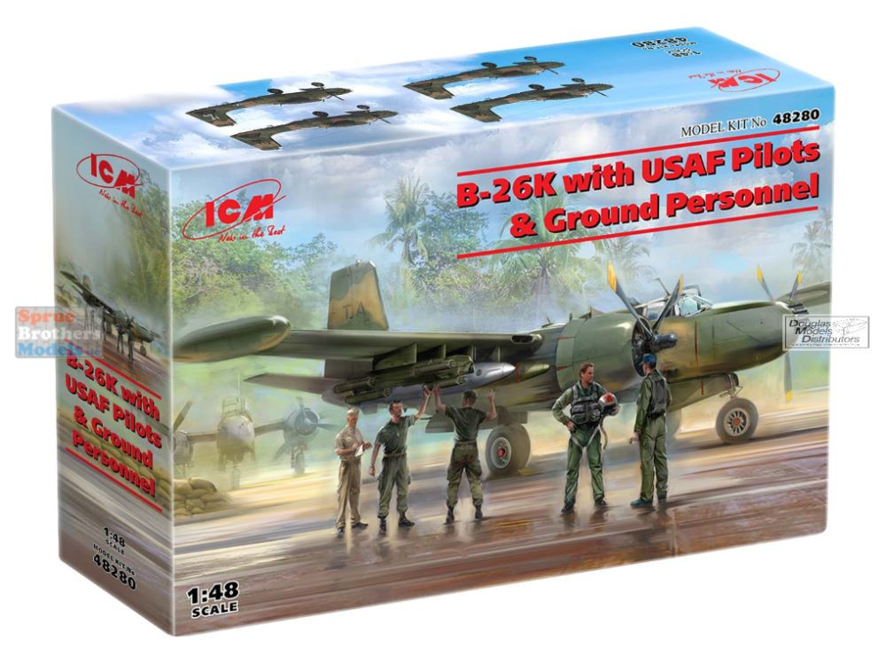 ICM48280 1:48 ICM B-26K Counter Invader with USAF Pilots & Ground