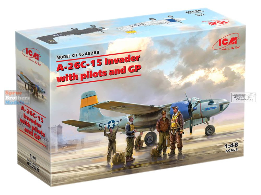 ICM48288 1:48 ICM A-26C-15 Invader with Pilots & Ground Personnel