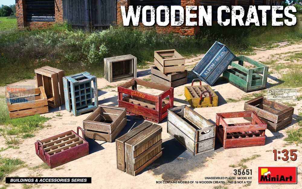 ミニシューモールド＆木製POSTCARDのセット MIA35651 1:35 Miniart Wooden Crates - Sprue Brothers Models LLC