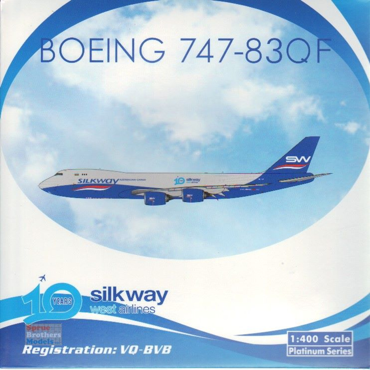 PHX11801 1:400 Phoenix Model Silkway West Airlines B747-8F Reg #VQ-BVB  (pre-painted/pre-built)