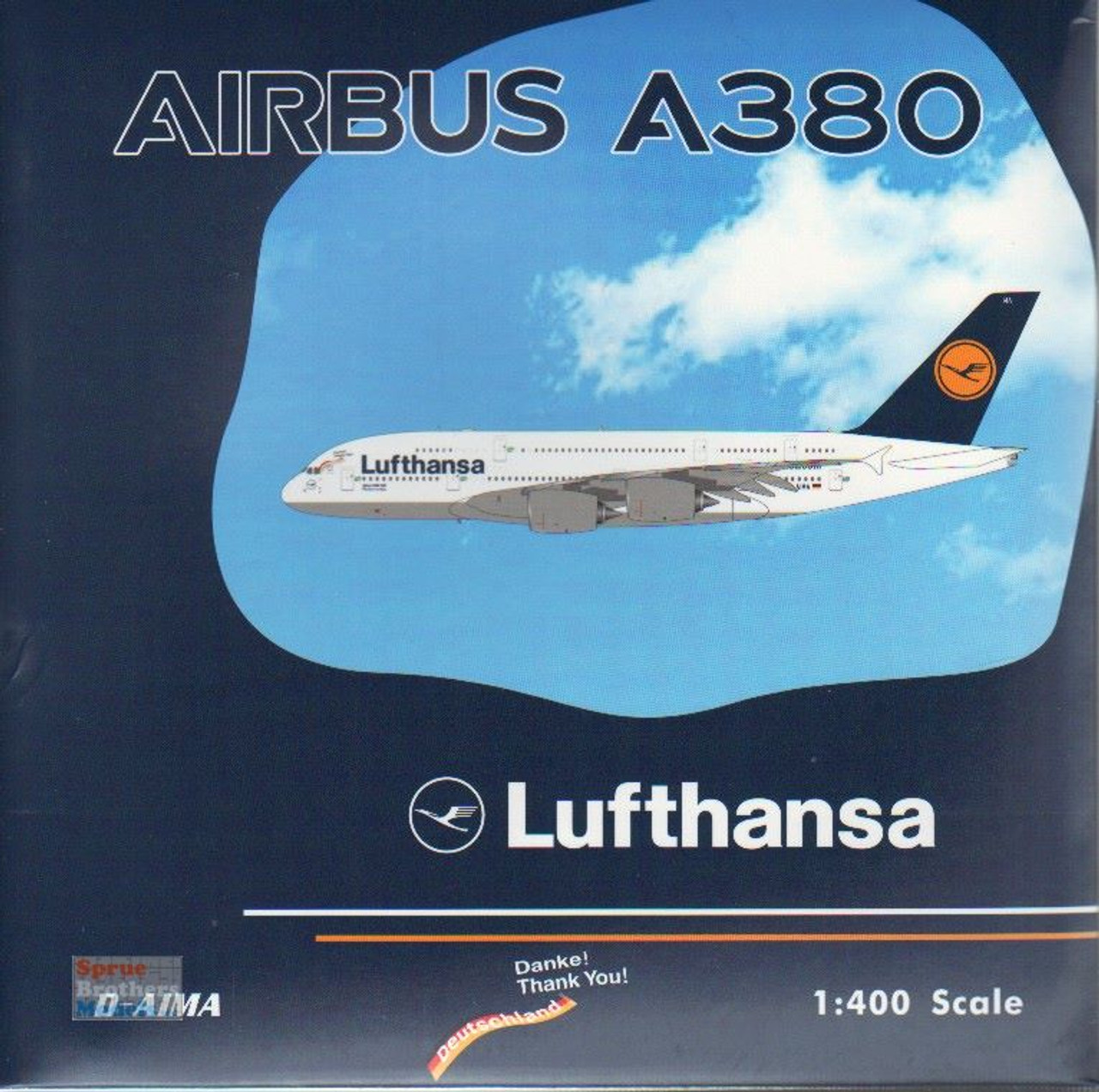 PHX04522 1:400 Phoenix Model Lufthansa Airbus A380 Reg #D-AIMA 'Danke!  Thank You!' (pre-painted/pre-built)