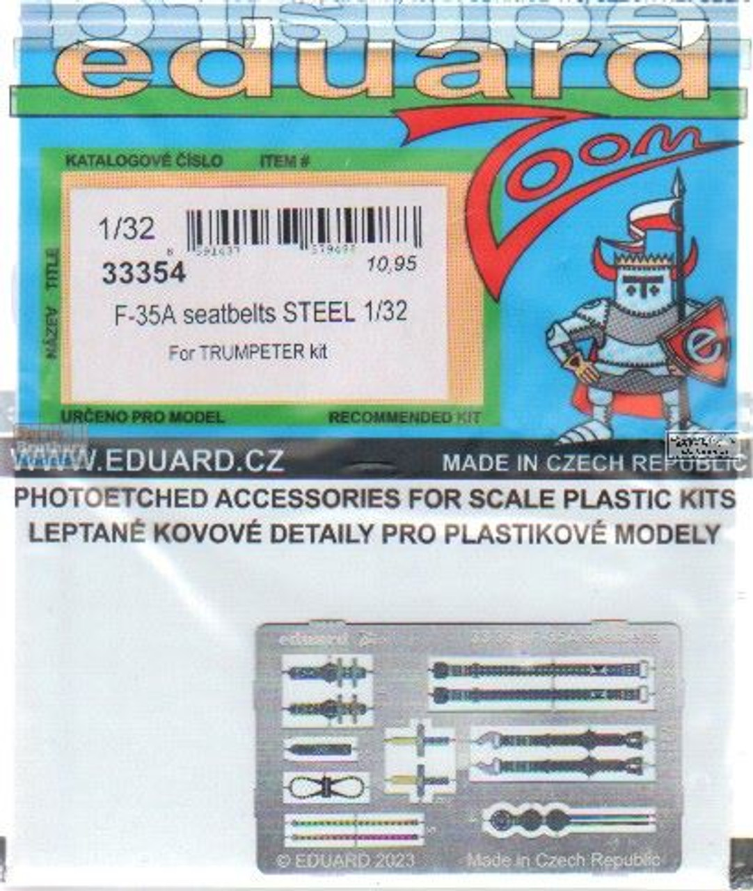 EDU33354 1:32 Eduard Color Zoom PE - F-35A Lightning II Seatbelts [STEEL]  (TRP kit)