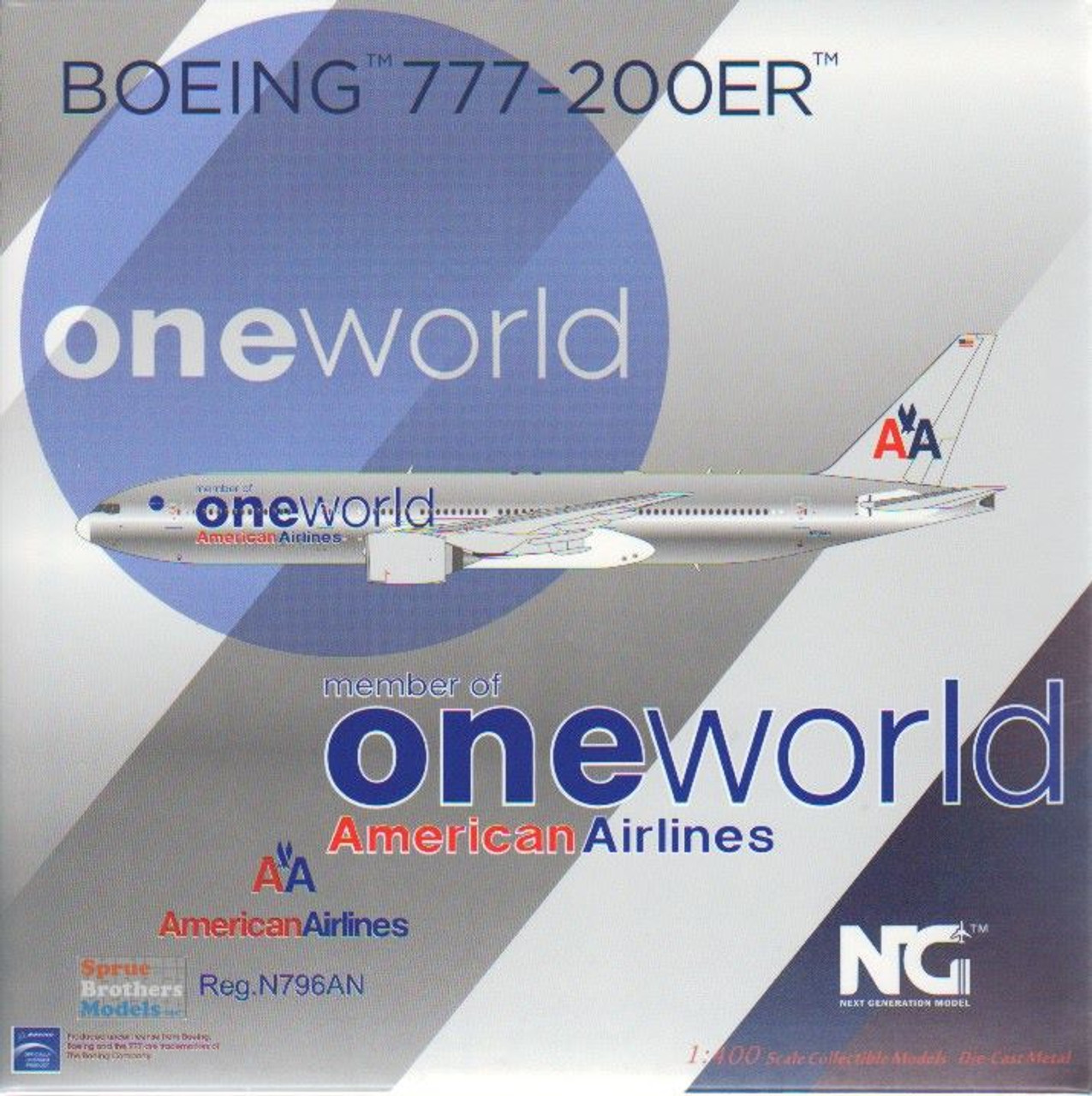 NGM72047 1:400 NG Model American Airlines B777-200ER Reg #N796AN 'One  World' (pre-painted/pre-built)