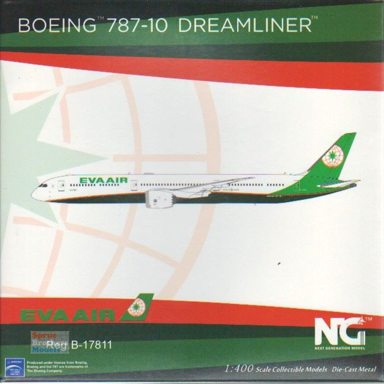 NGM56020 1:400 NG Model EVA Air B787-10 Reg #B-17811 (pre-painted/pre-built)