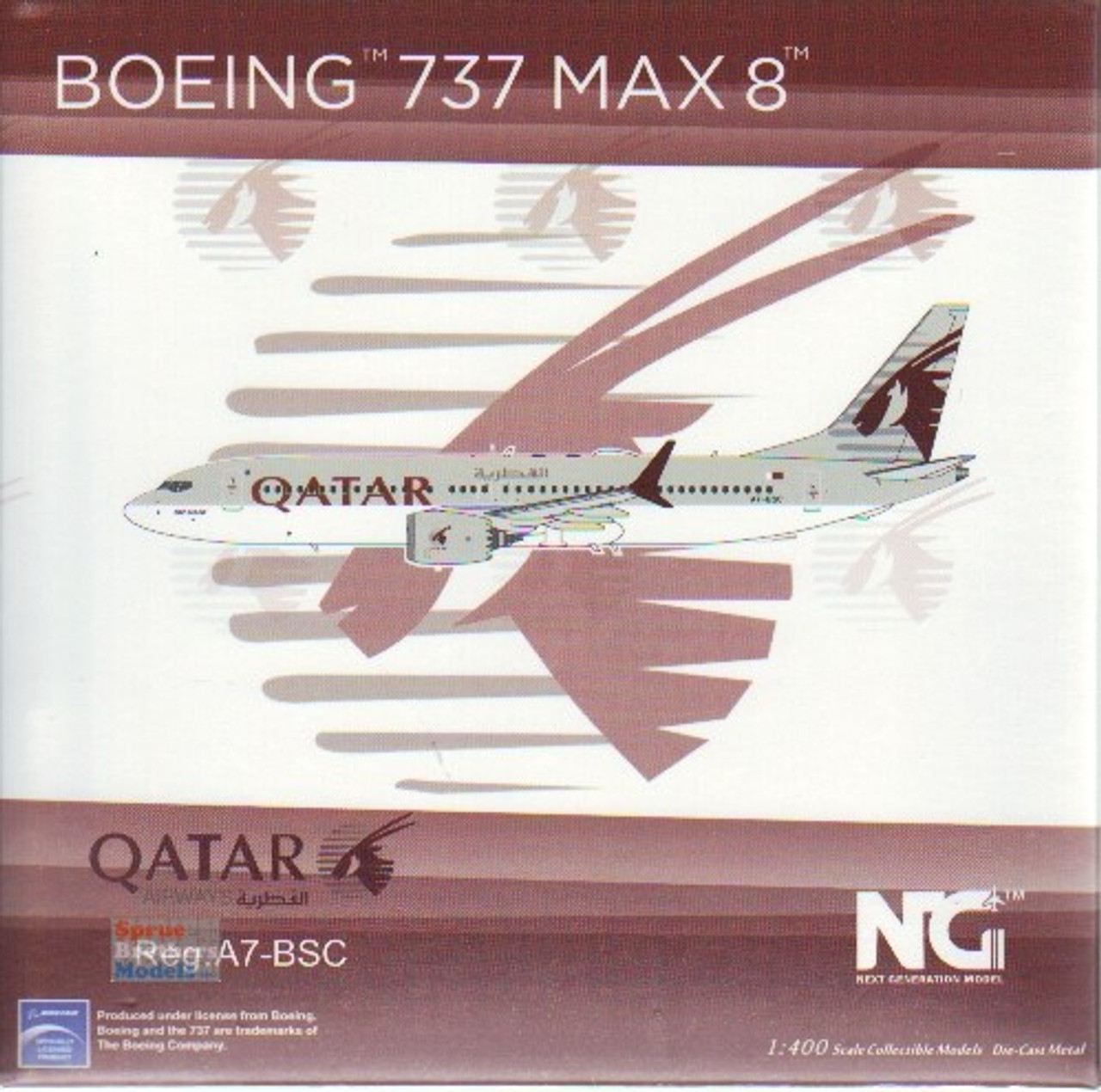 NGM88013 1:400 NG Model Qatar Airways B737 Max8 Reg #A7-BSC  (pre-painted/pre-built)