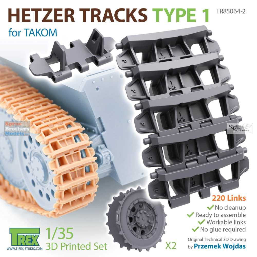 TRXTR85064-2 1:35 TRex - Hetzer Tracks Type 1 (TAK kit) - Sprue