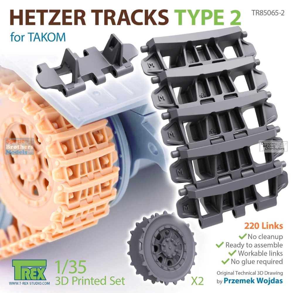 TRXTR85065-2 1:35 TRex - Hetzer Tracks Type 2 (TAK kit) - Sprue