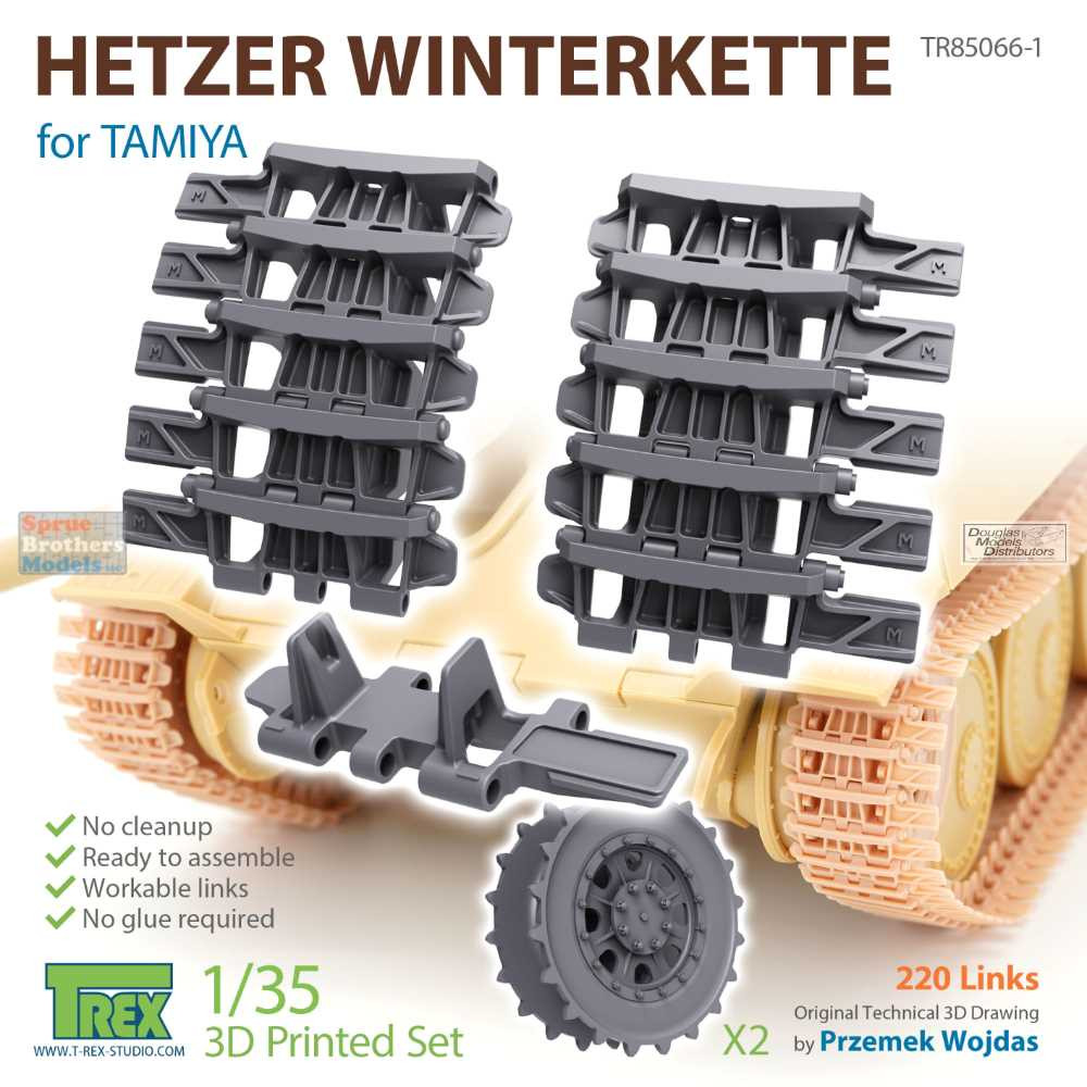 TRXTR85066-1 1:35 TRex - Hetzer Winterkrette Tracks (TAM kit