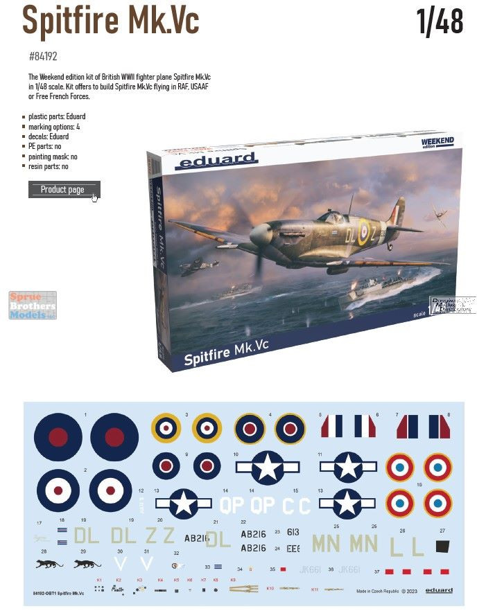 EDU84192 1:48 Eduard Spitfire Mk.Vc Weekend Edition - Sprue