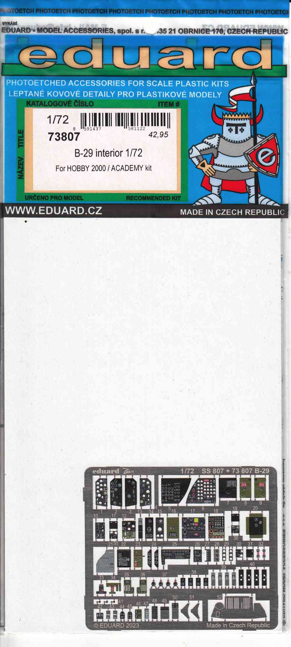 EDU73807 1:72 Eduard Color PE - B-29 Superfortress Interior Detail