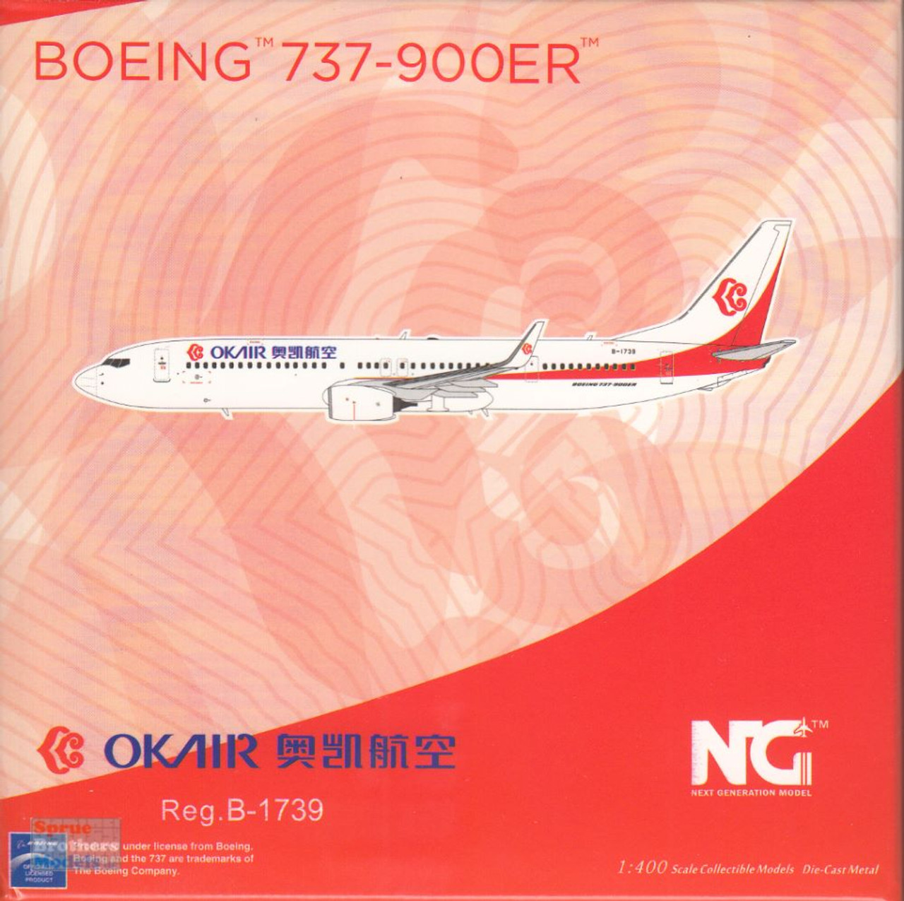 NGM79022 1:400 NG Model OK Air B737-900ER Reg #B-1739 (pre-painted