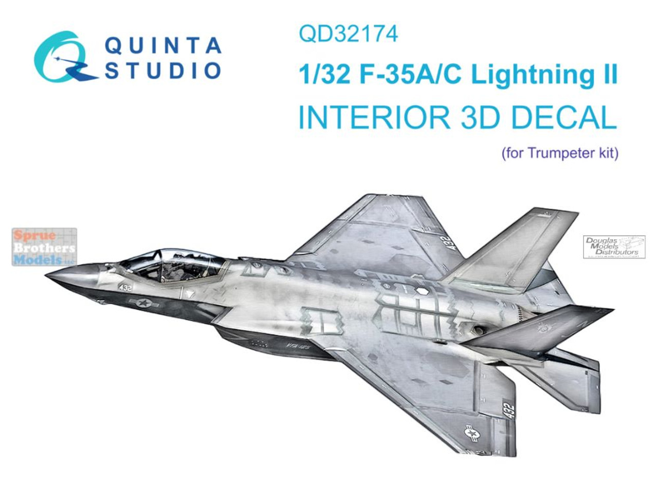 QTSQD32174 1:32 Quinta Studio Interior 3D Decal - F-35A F-35C Lightning II  (TRP kit)