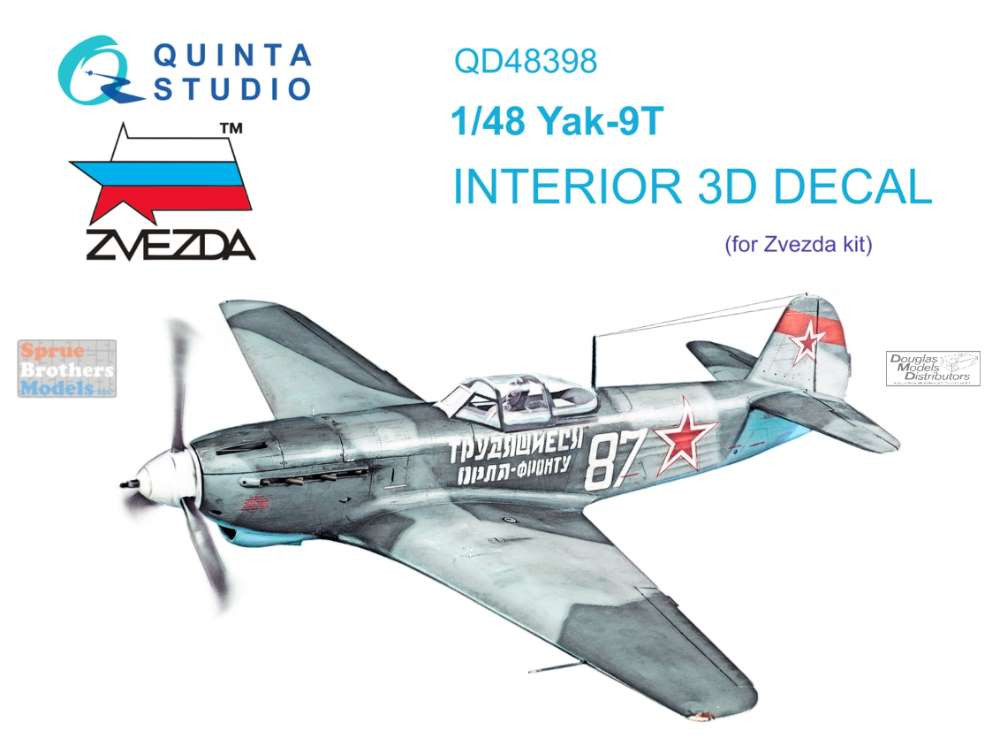 QTSQD48398 1:48 Quinta Studio Interior 3D Decal - Yak-9T (ZVE kit