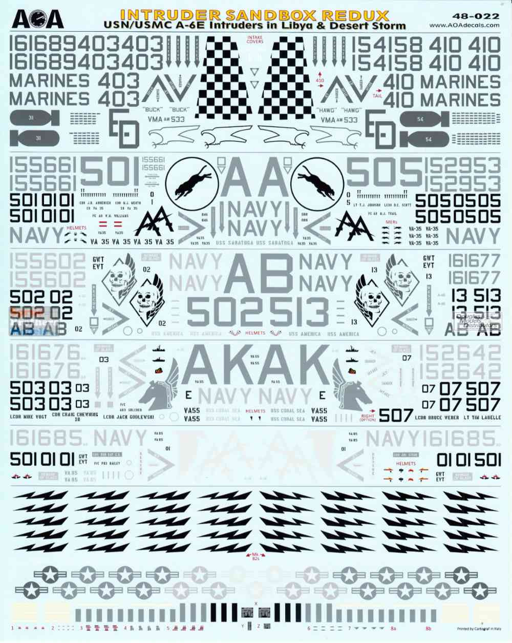 AOA48022 1:48 AOA Decals - USN/USMC A-6E Intruders in Libya