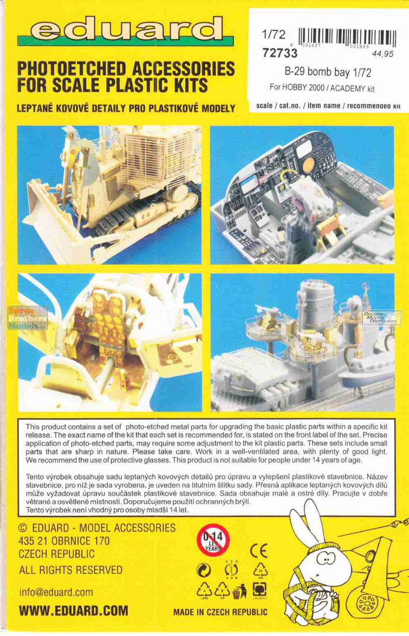 EDU72733 1:72 Eduard PE - B-29 Superfortress Bomb Bay Detail Set