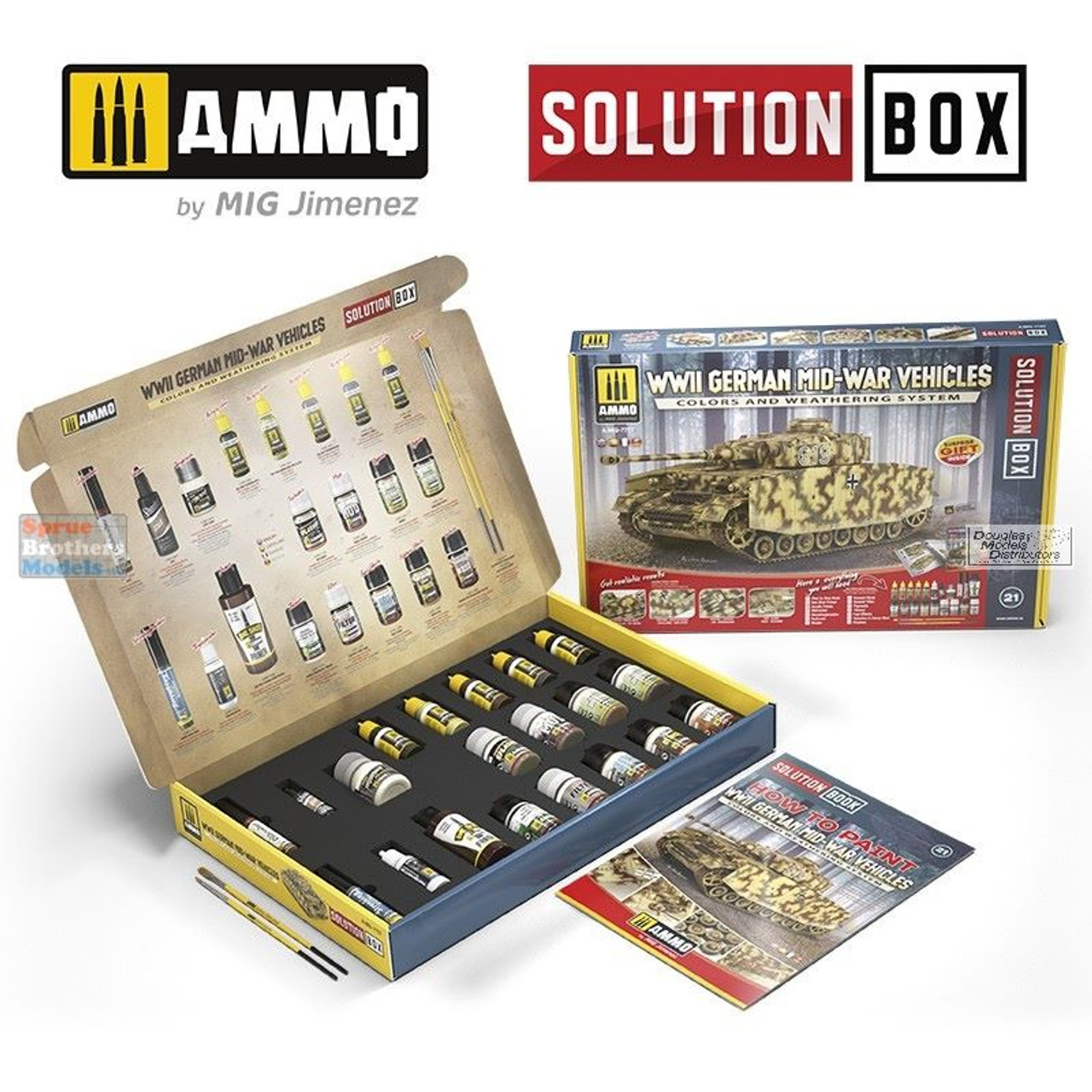 AMM7727 AMMO by Mig Solutions Box - WW2 German Mid-War Vehicles Colors and  Weathering System