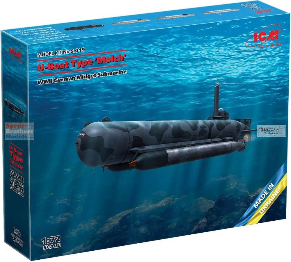 ICMS019 1:72 ICM U-Boat Type Molch WW2 German Midget Submarine