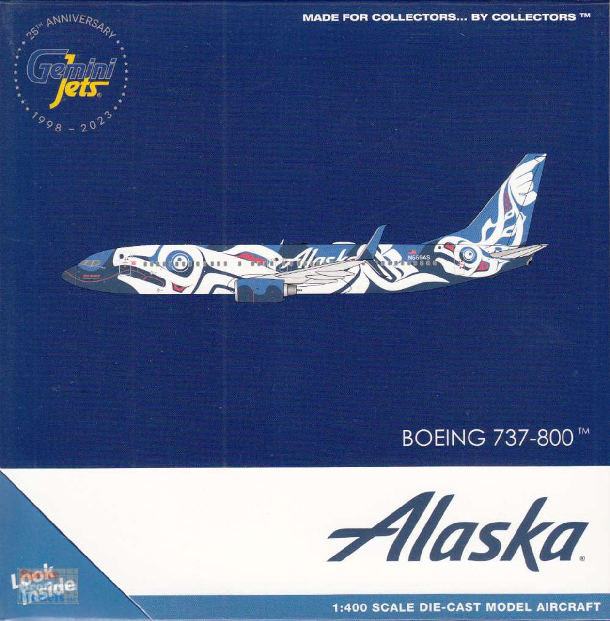 GEMGJ2213 1:400 Gemini Jets Alaska Airlines B737-800 Reg #N559AS 'Xaat  Kwaani / Salmon People' (pre-painted/pre-built)